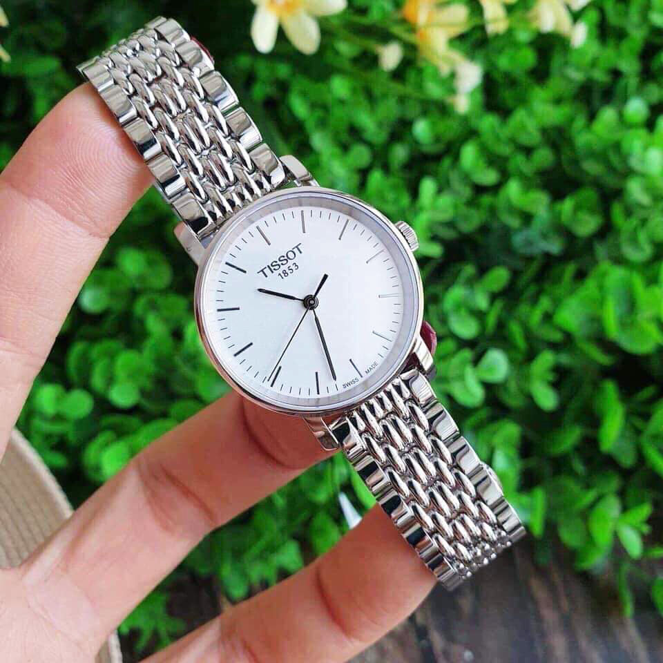 Tissot T Classic Everytime Large White Dial Silver Steel Strap Watch for Men - T109.610.11.031.00