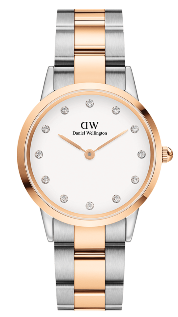 Daniel Wellington Iconic Link White Dial Two Tone Steel Strap Watch For Women - DW00100359