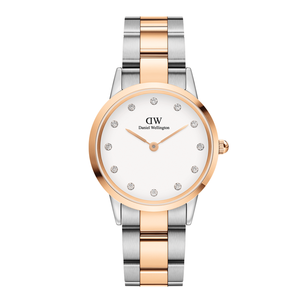 Daniel Wellington Iconic Link White Dial Two Tone Steel Strap Watch For Women - DW00100358