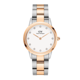 Daniel Wellington Iconic Link White Dial Two Tone Steel Strap Watch For Women - DW00100358