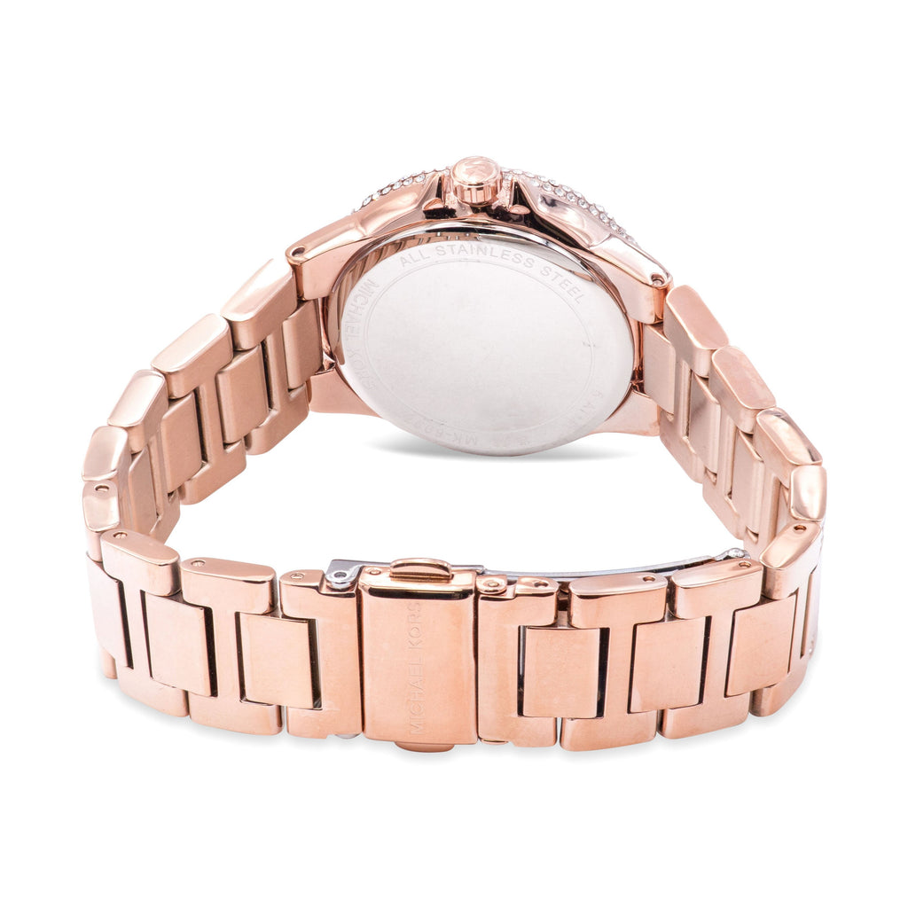 Michael Kors Camille Multifunction Crystals Rose Gold Dial Rose Gold Steel Strap Watch For Women - MK6997