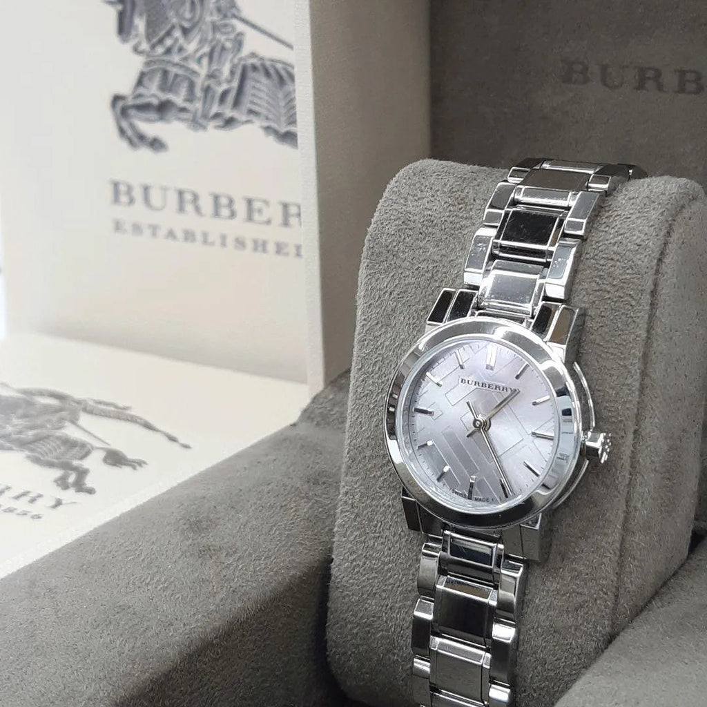 Burberry The City Silver Diamonds Dial Silver Steel Strap Watch for Women - BU9230