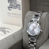 Burberry The City Silver Diamonds Dial Silver Steel Strap Watch for Women - BU9230