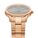 Daniel Wellington Iconic Link Grey Dial Rose Gold Steel Strap Watch For Women - DW00100332