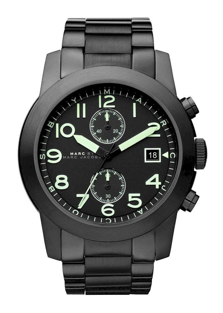 Marc Jacobs Larry Chronograph Black Dial Black Steel Strap Watch for Men - MBM5032