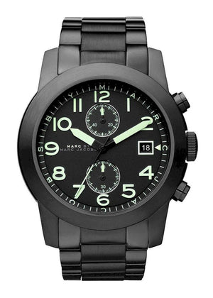 Marc Jacobs Larry Chronograph Black Dial Black Steel Strap Watch for Men - MBM5032