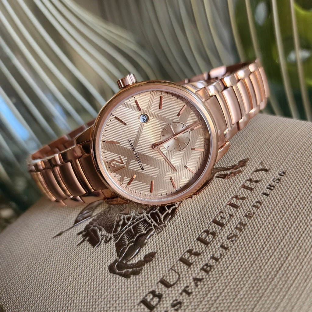 Burberry The Classic Rose Gold Dial Rose Gold Steel Strap Watch for Men - BU10013