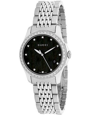 Gucci G Timeless Black Mother of Pearl Diamonds 38mm Watch For Women - YA126509