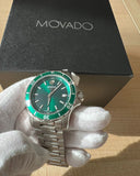 Movado Series 800 Green Dial Silver Steel Strap Watch For Men - 2600136