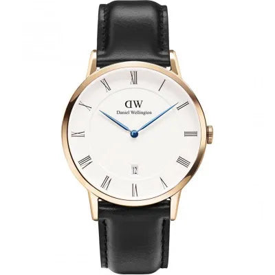 Daniel Wellington Classic Sheffield White Dial Black Leather Strap Watch For Men - DW00100084