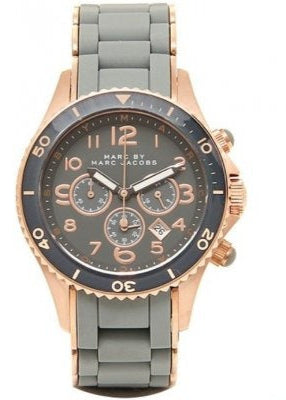 Marc Jacobs Rock Chronograph Grey Dial Grey Silicone Strap Watch for Women - MBM2550