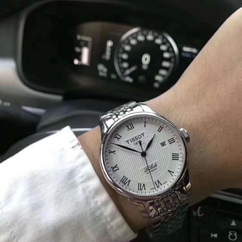 Tissot T Classic Le Locle Automatic White Dial Silver Steel Strap Watch For Men - T41.1.483.33