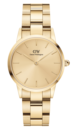 Daniel Wellington Iconic Link Unitone Gold Dial Gold Steel Strap Watch For Women - DW00100403