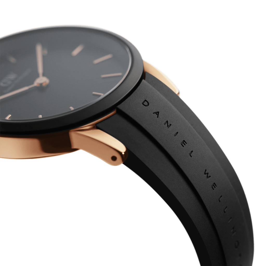 Daniel Wellington Iconic Motion Black Dial Rubber Strap Watch For Women - DW00100426