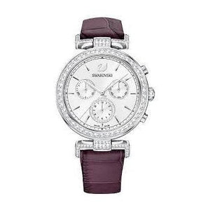 Swarovski Era Journey Chronograph Silver Dial Purple Leather Strap Watch for Women - 5296835