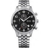 Hugo Boss Aeroliner Chronograph Quartz Black Dial Silver Steel Strap Watch For Men - HB1512446