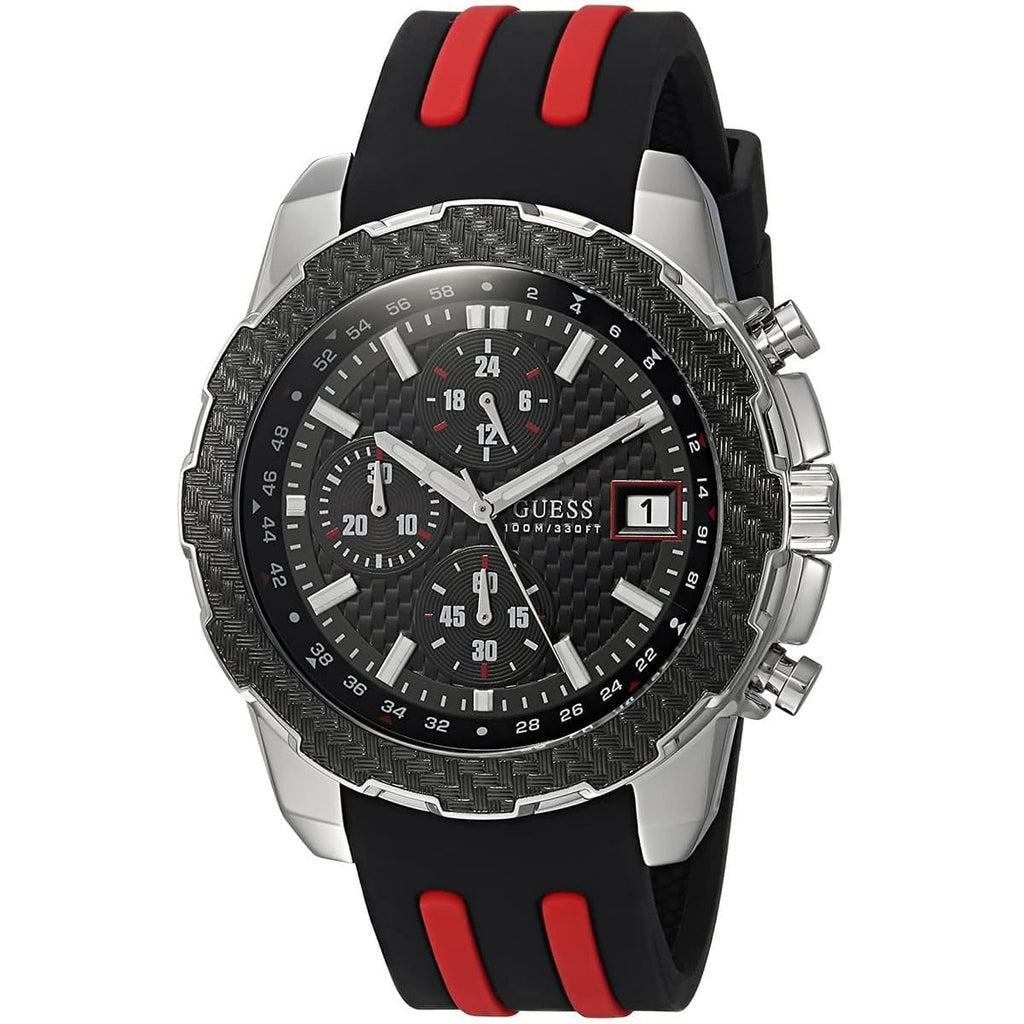 Guess Octane Chronograph Black Dial Two Tone Silicone Strap Watch For Men - W1047G1