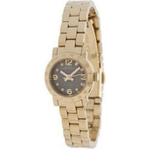 Marc Jacobs Amy Mother of Pearl Black Dial Gold Steel Strap Watch for Women - MBM3275
