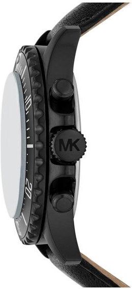 Michael Kors Everest Chronograph Black Dial Black Leather Strap Watch For Men - MK9053
