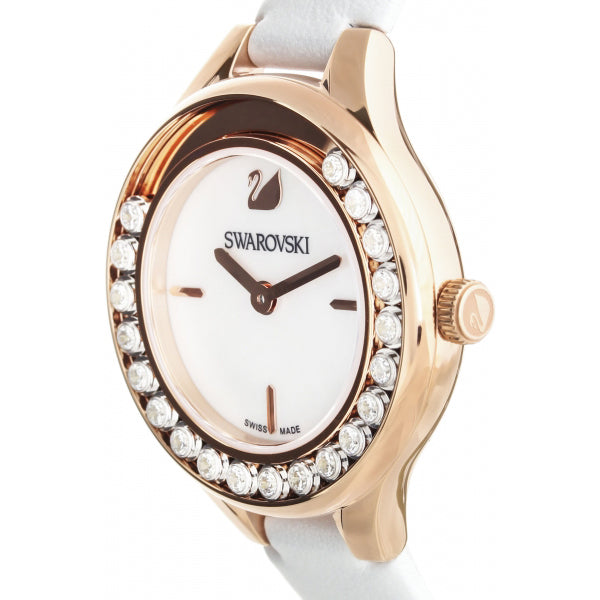 Swarovski Lovely Crystals Mother of Pearl Dial White Leather Strap Watch for Women - 5242904