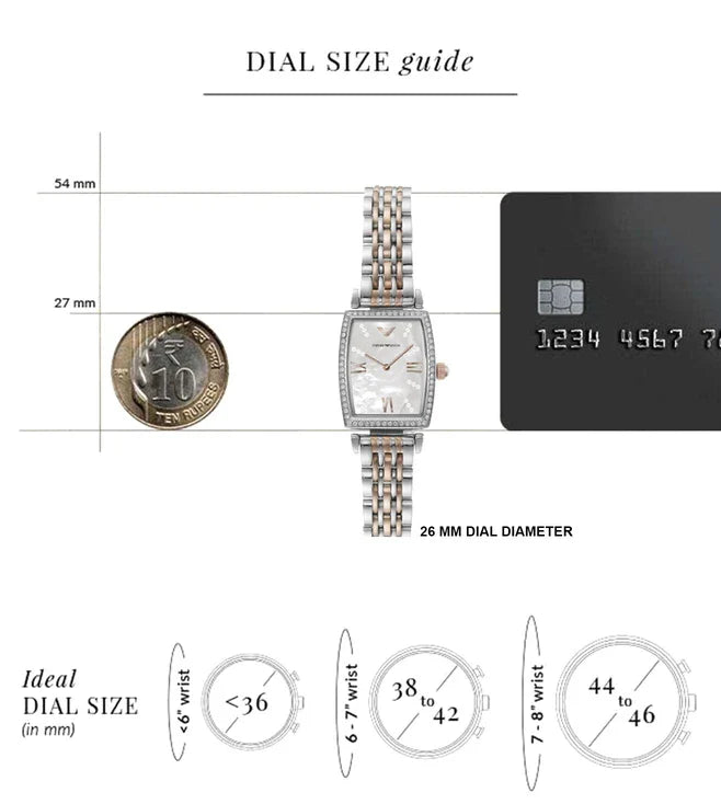 Emporio Armani Gianni T Bar White Mother Of Pearl Dial Two Tone Steel Strap Watch For Women - AR11519