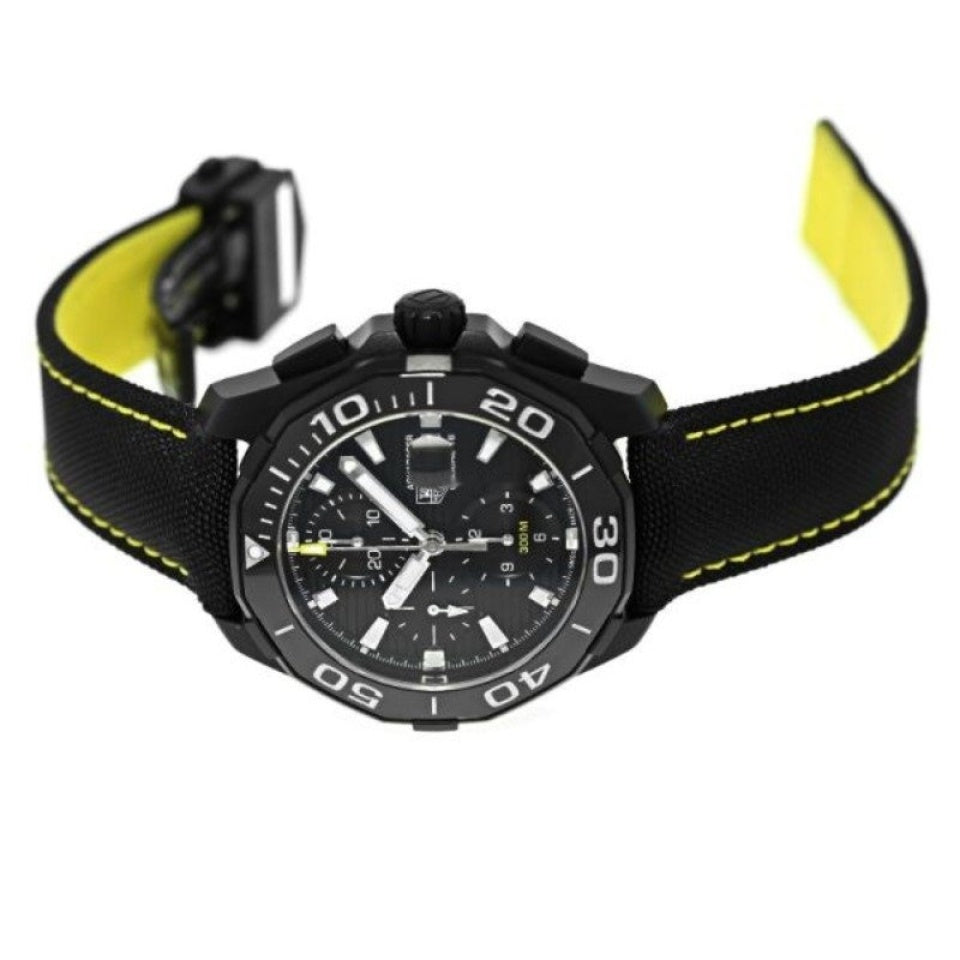Tag Heuer Aquaracer Chronograph PVD Black Dial Black Nylon Strap Watch for Men - CAY218A.FC6361