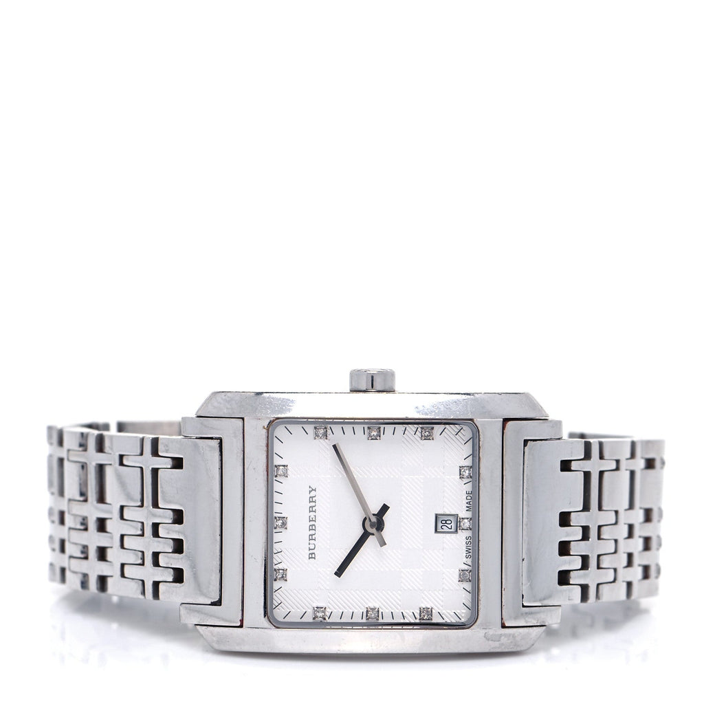 Burberry Heritage Diamond White Dial Silver Stainless Steel Strap Watch for Women - BU1583