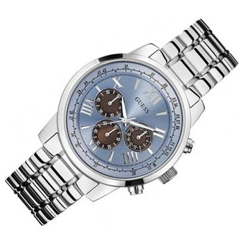 Guess Horizon Chronograph Quartz Blue Dial Silver Steel Strap Watch for Men - W0379G6