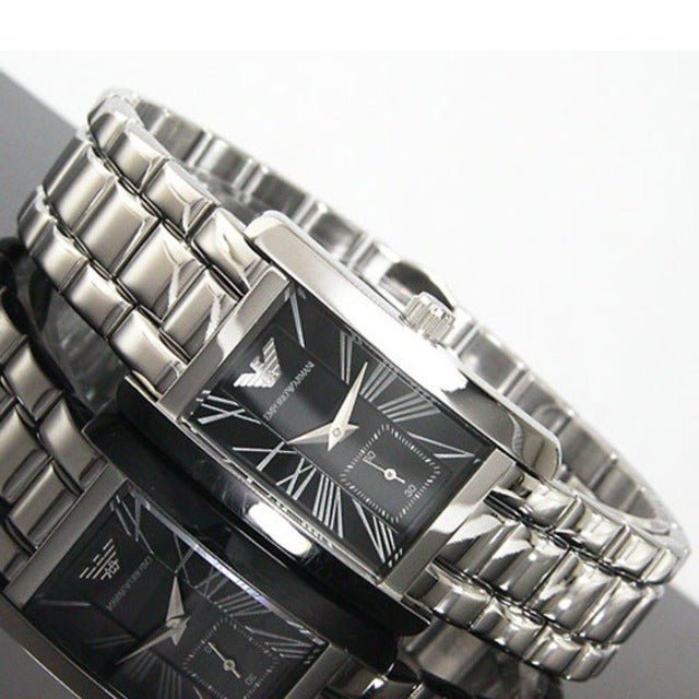 Emporio Armani Classic Black Dial Silver Stainless Steel Watch For Women - AR0157