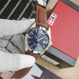 Tissot Gentleman Powermatic 80 Silicium Blue Dial Brown Leather Strap Watch For Men - T127.407.16.041.00