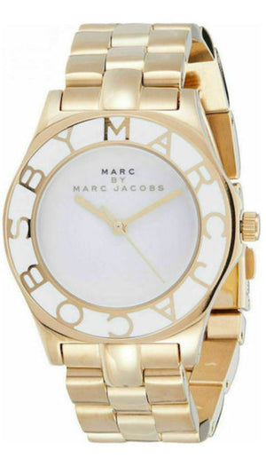 Marc Jacobs Blade White Dial Gold Steel Strap Watch for Women - MBM3050