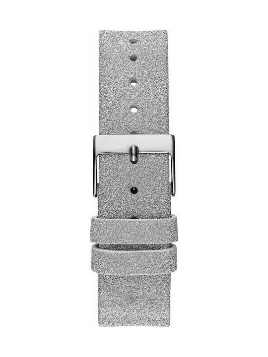 Guess Sparkle Butterfly White Dial Silver Leather Strap Watch For Women - GW0008L1