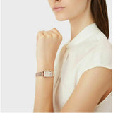 Emporio Armani Gianni T Bar Quartz Crystals White Dial Rose Gold Steel Strap Watch For Women - AR11406