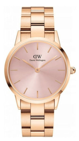 Daniel Wellington Iconic Donna Pink Dial Rose Gold Steel Strap Watch For Women - DW00100331