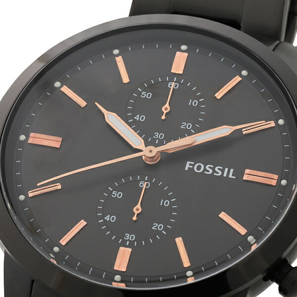 Fossil Townsman Chronograph Black Dial Black Steel Strap Watch for Men - FS5379