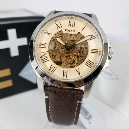 Fossil Grant Chronograph Cream Dial Brown Leather Strap Watch for Men - ME3122