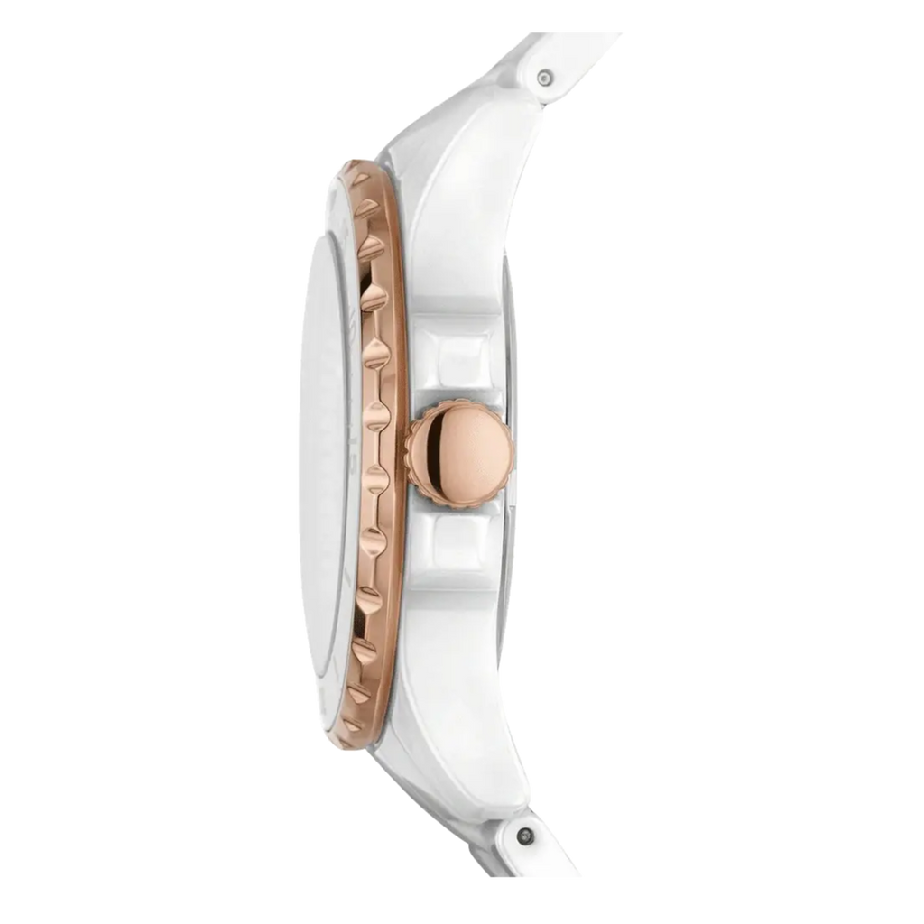 Fossil FB-01 Analog White Dial White Ceramic Strap Watch for Women - CE1107
