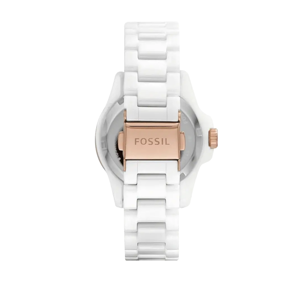 Fossil FB-01 Analog White Dial White Ceramic Strap Watch for Women - CE1107