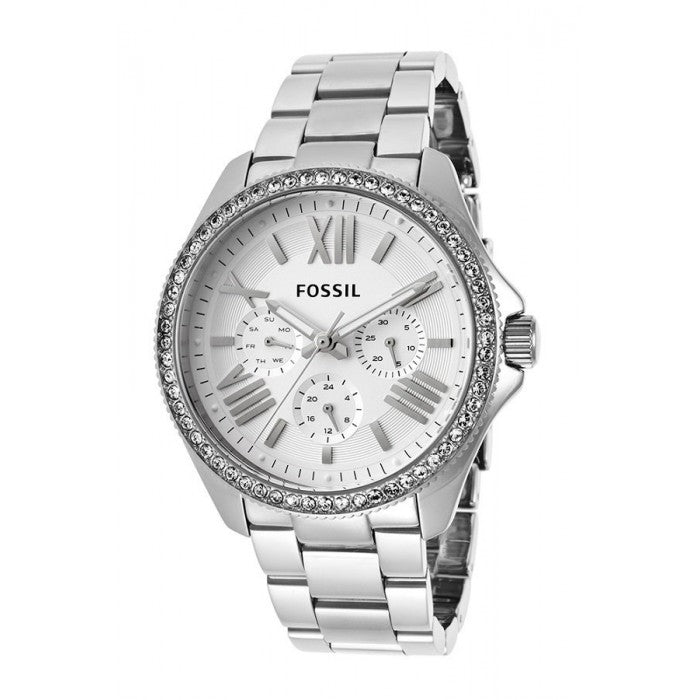 Fossil Cecile Chronograph Silver Dial Silver Steel Strap Watch for Women - AM4481