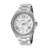 Fossil Cecile Chronograph Silver Dial Silver Steel Strap Watch for Women - AM4481