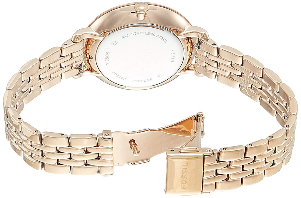 Fossil Jacqueline Rose Gold Dial Rose Gold Steel Strap Watch for Women - ES3435