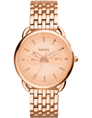 Fossil Tailor Rose Gold Dial Rose Gold Stainless Steel Strap Watch for Women - ES3713