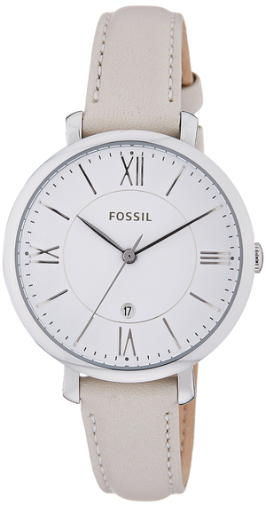 Fossil Jacqueline White Dial Beige Leather Strap Watch for Women - ES3793