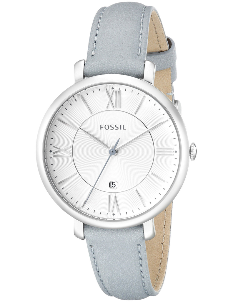 Fossil Jacqueline White Dial Light Blue Leather Strap Watch for Women - ES3821