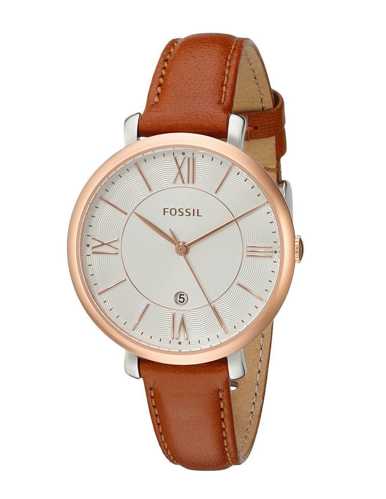 Fossil Jacqueline White Dial Brown Leather Strap Watch for Women - ES3842