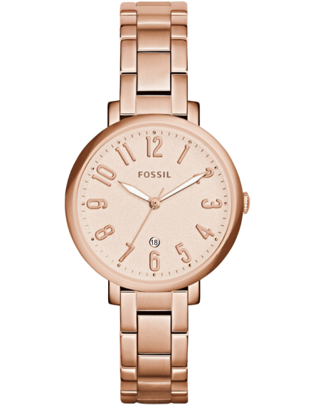 Fossil Jacqueline Rose Gold Dial Rose Gold Steel Strap Watch for Women - ES3970