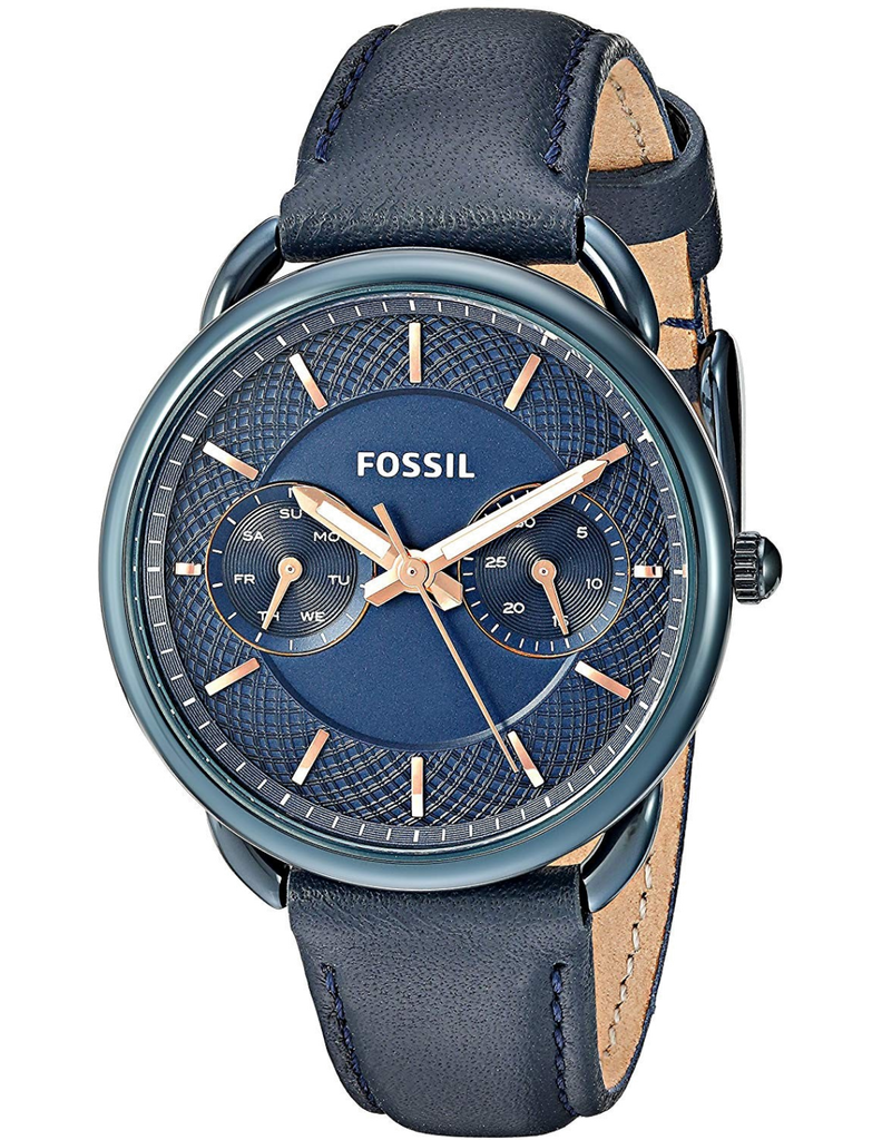 Fossil Tailor Blue Dial Blue Leather Strap Watch for Women - ES4092