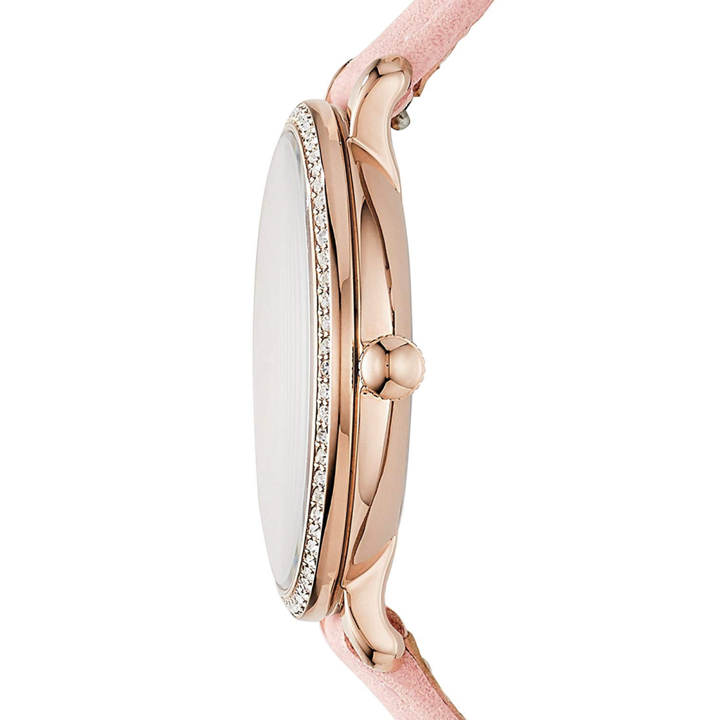 Fossil Jacqueline White Dial Pink Leather Strap Watch for Women - ES4303