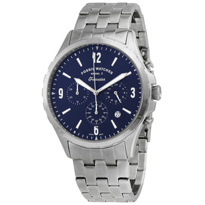 Fossil Forrester Chronograph Blue Dial Silver Steel Strap Watch for Men - FS5605