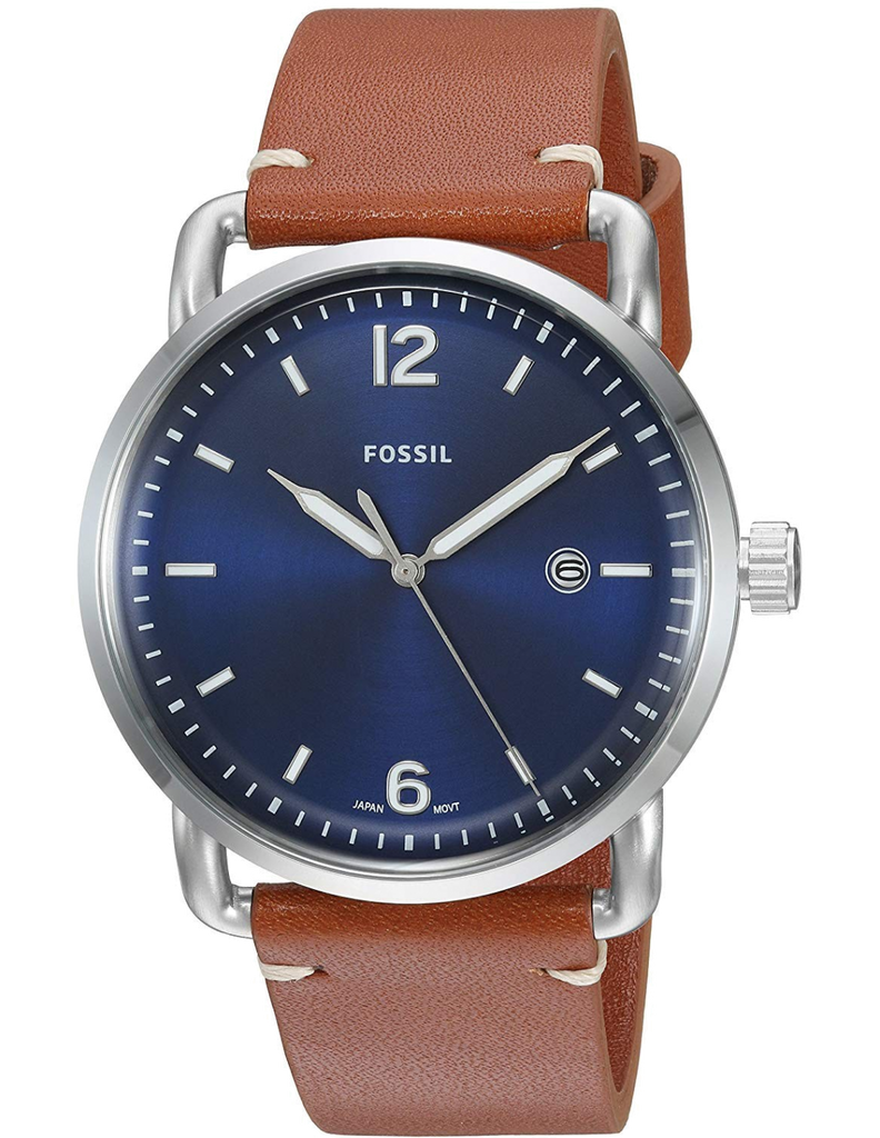 Fossil Commuter Blue Dial Blue Leather Strap Watch for Men - FS5325
